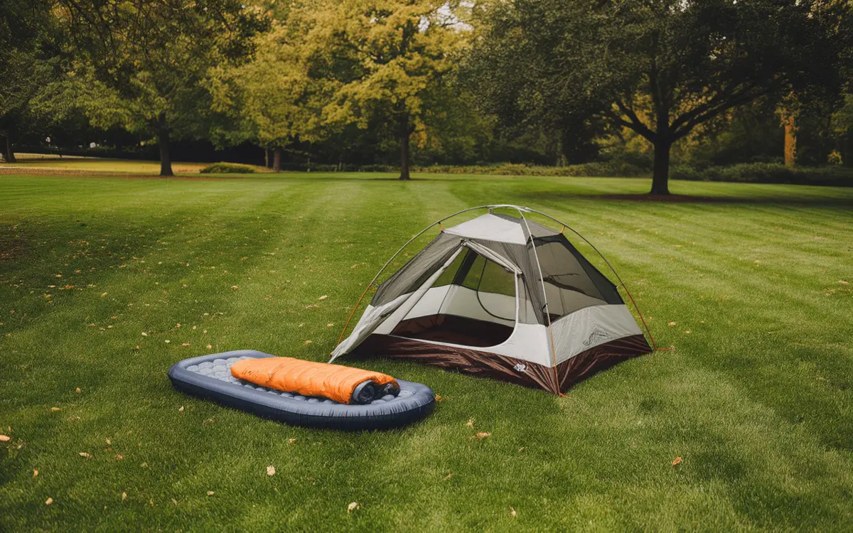 Matériel de camping indispensable étalé avant le départ