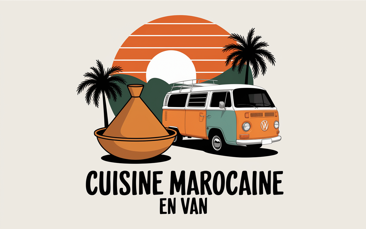 tajine marocain au coucher de soleil près d'un van